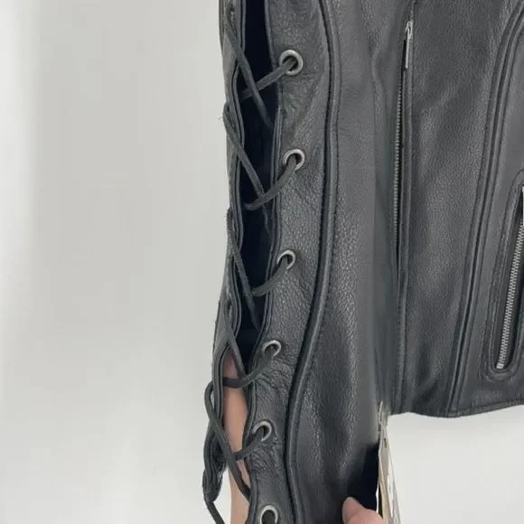 Milwaukee Leather Women's Gun Pocket Side Lace Biker Style Vest Black Medium NWT - Picture 5 of 9